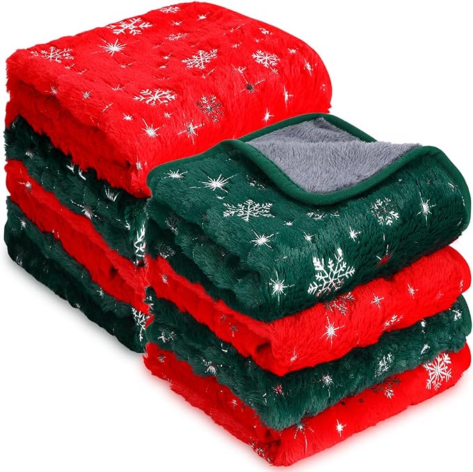 Tudomro 8 Pcs Guinea Pig Blankets Absorbent Washable Animal Fleece Bedding Cage Liners Waterproof Reusable Pet Pee Sleep Mat Pad Cover for Chinchilla Hamster Ferret(Snowflake,16 x 24 Inch)