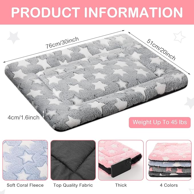 VitalCozy 4 Pcs Winter Dog Crate Pads, Ultra Soft Warm Washable Dog Cat Bed Mat for Pet Crate Comfortable Replaceable Reversible Kennel Pad for Small, Medium, Large Dogs(20 x 30 x 1.6 Inch,Colorful)