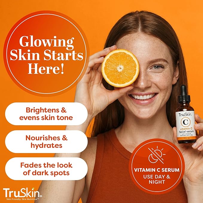 TruSkin Vitamin C Serum for Face – Anti Aging Face Serum with Hyaluronic Acid & Vitamin E – Brightening Formula for Improving Appearance of Dark Spots, Fine Lines & Wrinkles – All Skin Types, 1 fl oz
