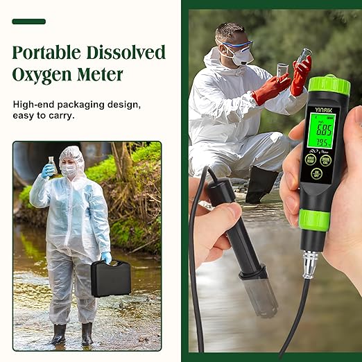 Smart Dissolved Oxygen Meter | Portable DO Meter for Pond, YINMIK Aquaponic Dissolved Oxygen Test Kit, Digital Dissolved Oxygen Tester for Aquarium, Fish Tank, Hydroponic, Beer Wort, Lake, Aquaculture