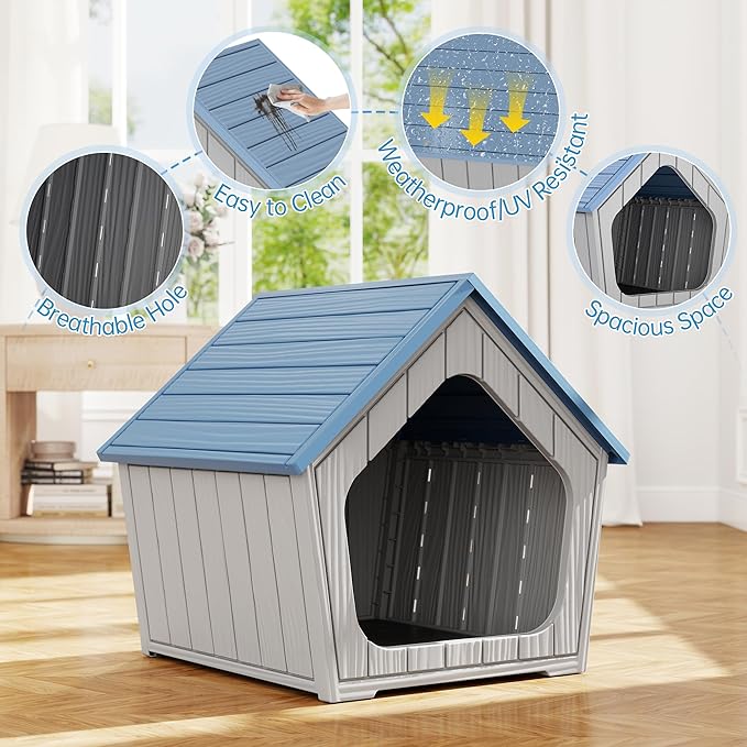 KAMABOKO Outdoor Cat House – Durable Pet Shelter with Ventilation for Indoor & Outdoor, Removable Roof, Easy to Clean, Comfortable Cozy Hideout for Cats(Blue)