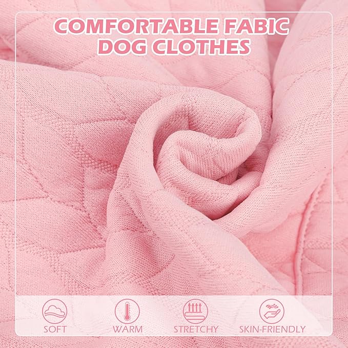 EXPAWLORER Textured Cable Knit Basic Dog Hoodie, Elevated Style Dog Sweater with Leash Hole and Pocket, Soft and Warm Pet Winter Coat, Cold Weather Clothes for Small Medium Large Dogs Cats,Pink XL