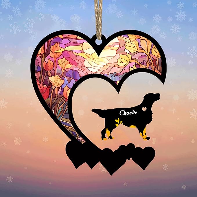 Lovely POD Flat Coated Retriever Suncatcher Ornaments, Personalized Flat Coated Retriever Memorial with Name, Dogs Loss Ornaments, Dog Remembrance Gift, Dog Memory Ornament, Loss of Dogs Sympathy Gift