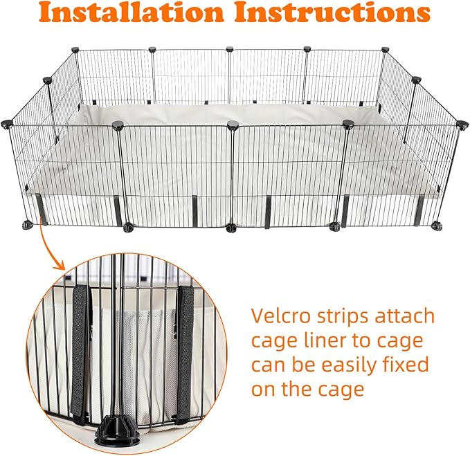Waterproof Guinea Pig Cage Tarp Bottom for C & C Grids Habitat, 48"*24" Washable Guinea Pig Liner Base for Rabbits Hamsters Hedgehogs Ferrets Small Pets