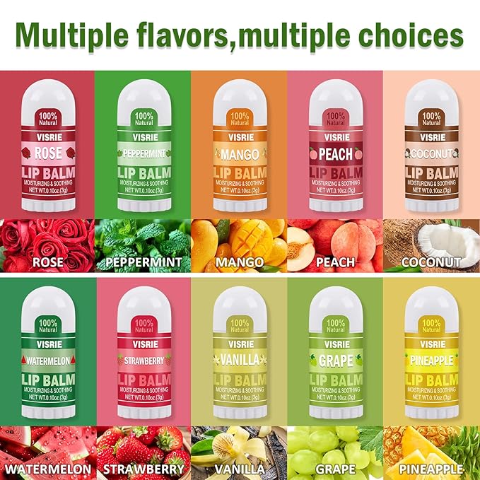 40 Pack Mini Lip Balm Bulk, Natural Lip Balm with Vitamin E & Beeswax, Moisturizing Lip Care for Dry Lips, Perfect for Party Favors, Care Packages & Small Gifts