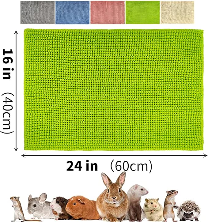 Oncpcare 2 Pcs Guinea Pig Cage Liner Washable, Bunny Rugs Guinea Pig Cage Bedding Reusable Rabbit Mat Animal Sleeping Pad Bed (Grey)