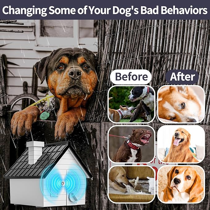 Anti Barking Device for Dogs, Ultrasonic Bark Deterrent (3 Modes) - 50 FT Range Bark Box, Weatherproof Dog Barking Control Device for Indoor/Outdoor Training & Behavior Aids (All Breeds/Sizes)
