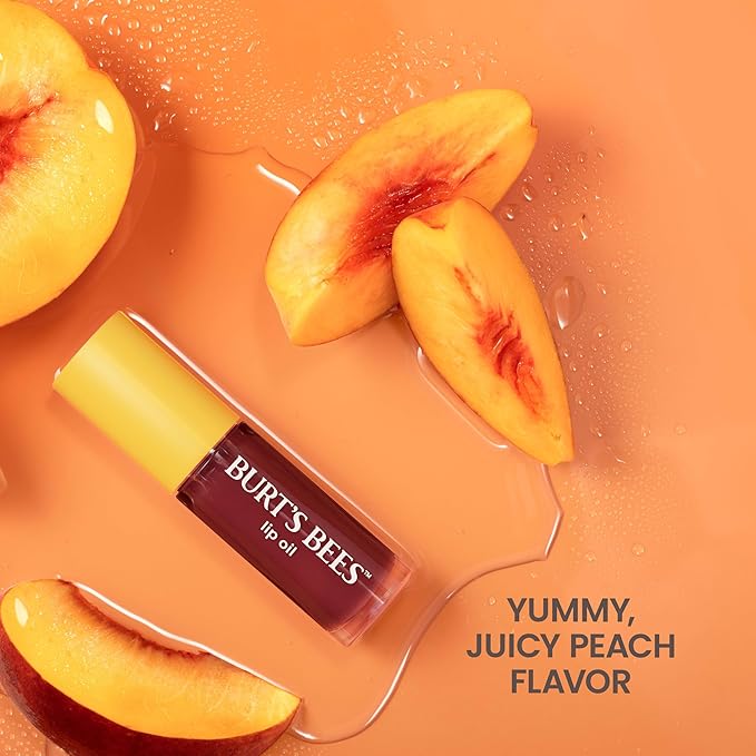 Burt's Bees Lip Oil Plum Twilight, Instant Hydration, Nourishes and Softens Lips, Sheer Wash of Color, High Shine Finish, Responsibly Sourced Jojoba Oil, Non Sticky, Wand Applicator, 0.15 Ounce