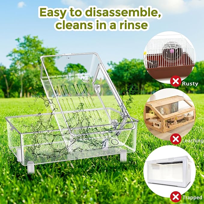 Acrylic Hamster Cage with All Accessories,Dwarf Hamster Cage with Stand,Syrian Mouse Cage for pet mice,Rat Cage for Hamster,Succulent Style Hamster House（20''L*11.5''W*10.5''H）
