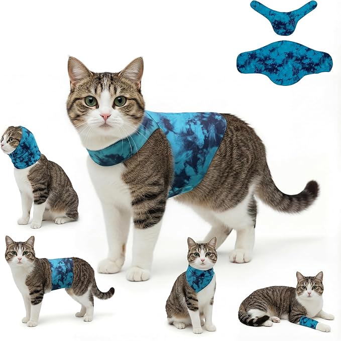 DAJIDALI® Modular Dog & Cat Anxiety Jacket, 2-Piece Calming Vest with Detachable Ear Hood, Silent Self-Adhesive Fabric, Thunder Relief & Post-Surgery Recovery Wrap