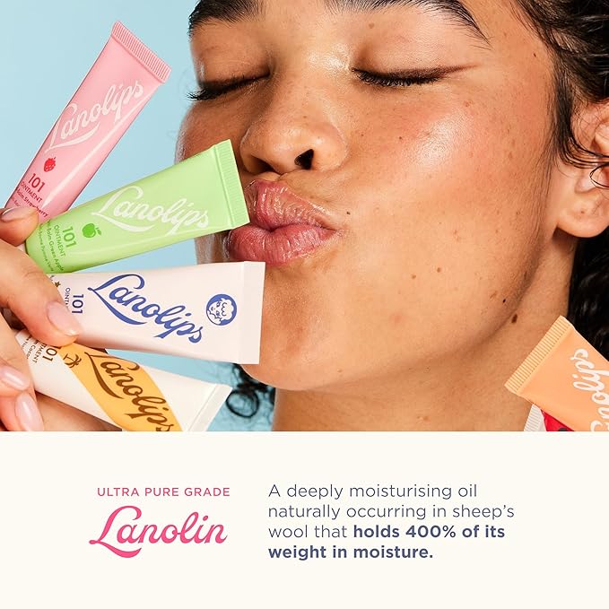 Lanolips 101 Ointment - Lanolin Lip Balm for Smooth, Hydrated & Healthy Lips - Multipurpose Lip Ointment with Lanolin Oil for Dry Lips, Cuticles & More - Strawberry (0.52 oz)