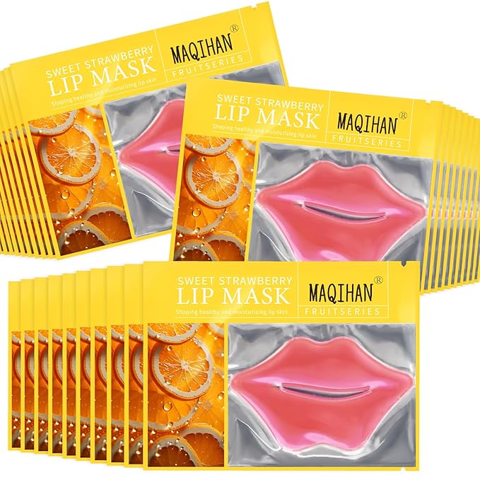 30PCS Moisturizing Lip Mask - Lip Patches for Spa Daily Labial Masks Skincare Hydrating to Reduce Wrinkles Dryness Anti-wrinkle Lightens (Orange)
