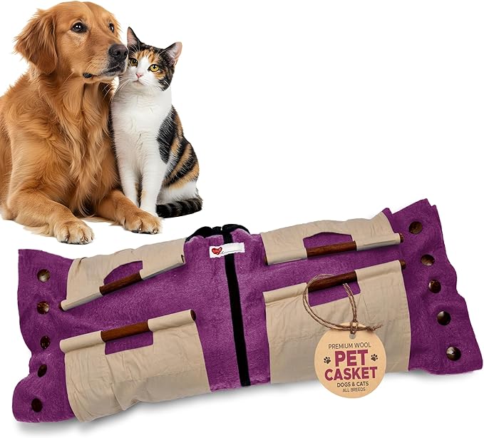 Cocoon® - Eco-Friendly Pet Burial & Cremation Ceremony Kit (Premium Wool) - Casket for Dogs and Cats (Choose Size & Color) (Large, Magenta)