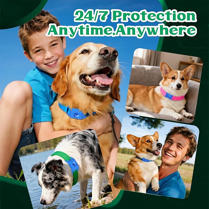 Natural Dog Tag for Flea & Tick Prevention – 6 Months Long Lasting Protection, Waterproof Collar Pendant with Extra Refills, Safe for All Breeds, Collar Not Included,Blue