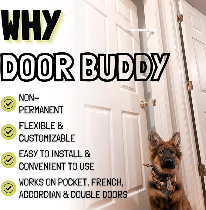 Door Buddy Pet Door Latch for Cats. Adjustable Cat Door Strap. Dog Proof Litter Box & Feeding Station Without Pet Gate. Most Customizable Cat Door Holder for Interior Door. (1, Caramel Strap)