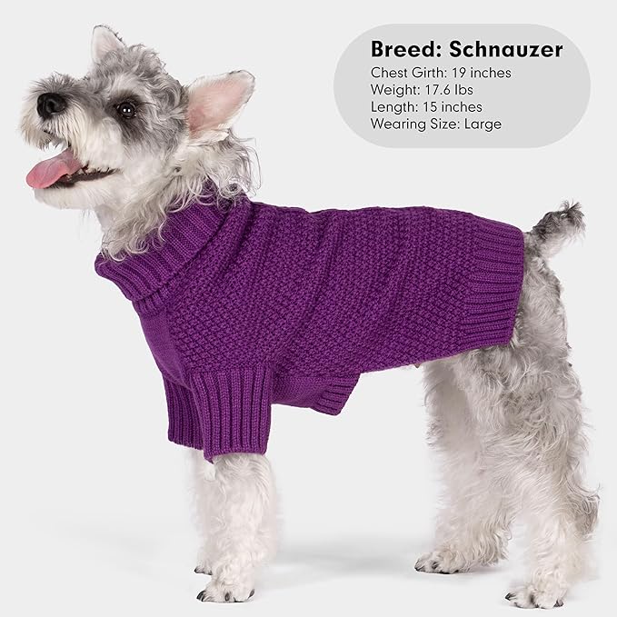 cyeollo Dog Sweater Pullover Turtleneck for Large Dogs, Classic Knitwear Fall Winter Cold Weather Dog Clothes Warm Pet Apparel Large Big Dogs Sweaters, Purple 3XL