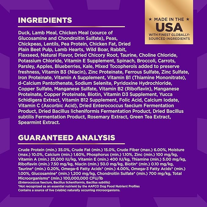 Wellness CORE+ Dry Dog Food with Freeze Dried Pieces, Grain Free, High Protein, Natural, Wild Game Duck, Lamb, Wild Boar, & Rabbit Recipe, (18-Pound Bag)