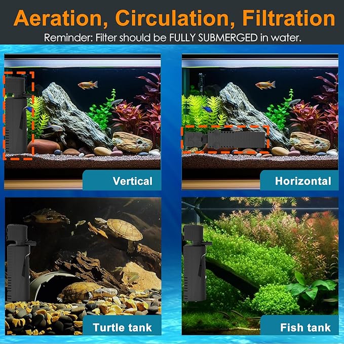 AquaMiracle Aquarium Filter with U - V Light & Pre-Filter Sponge, Fish Tank Filter with Timer for Green Water, Green Clean Machine Turtle Filter with Aeration for Aquarium and Pond 20-70 Gallon