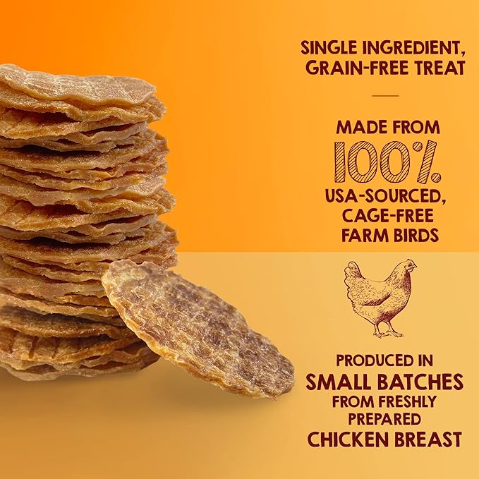 Riley's Waffles Chicken Chips - USA Sourced Chicken Dog Treats - Single Ingredient Healthy Dog Treats - Dehydrated Jerky for Dogs Made in The USA - 5.5 oz