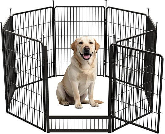 SunsGrove Dog Playpen Outdoor, Heavy Duty 40 Inch 8 Panels Dog Playpen for Medium and Large Dogs, Free and Safe Play Dog Fence Indoor, Black