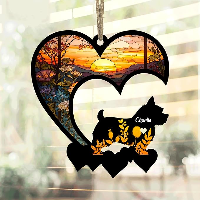 Lovely POD Norfolk Terrier Suncatcher Ornaments, Personalized Norfolk Terrier Memorial with Name, Dogs Loss Ornaments, Dog Remembrance Gift, Dog Memory Ornament, Loss of Dogs Sympathy Gifts