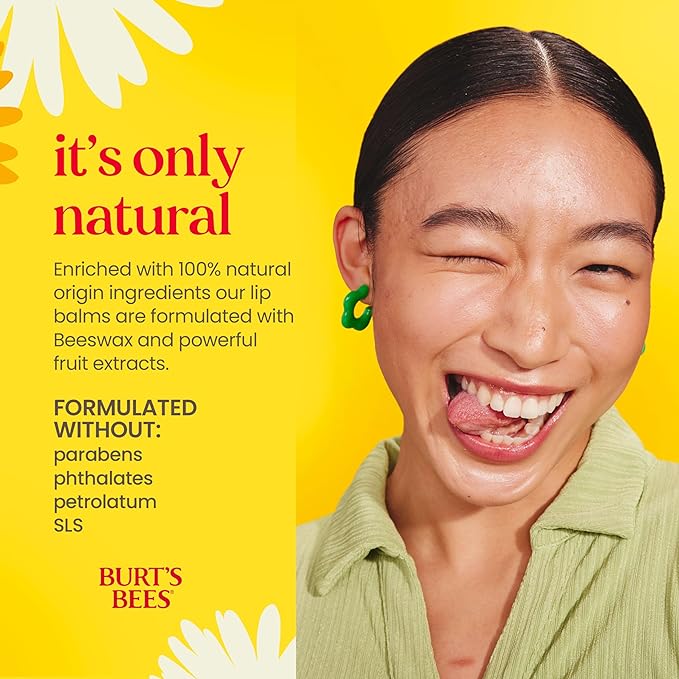 Burt's Bees Lip Balm - Strawberry, Lip Moisturizer With Responsibly Sourced Beeswax, Tint-Free, Natural Origin Conditioning Treatment, 2 Tubes, 0.15 oz.