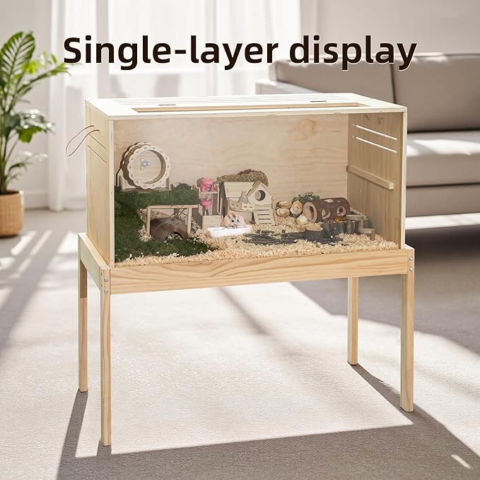 Pine Small Animals Houses&Habitats Chewproof, 40" Pine Guinea Pig Cage Hamster Cage for Small Animals (40" Large, Table Frame)