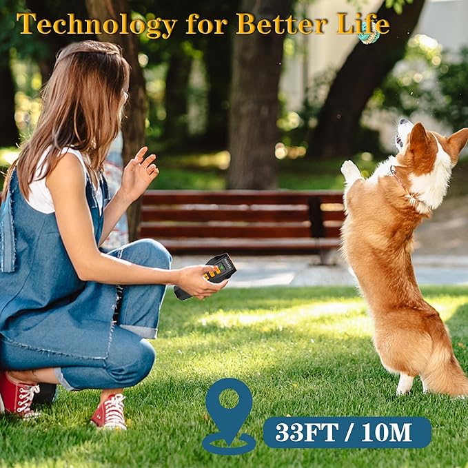 Ultrasonic Dog Trainer G2 | 3-in-1 Bark Deterrent | Anti Barking Training Device ，Dog Silencer | Barks No More Devices | Stop Control Dogs Bad Behavior | Stopper Corrector Clicker Repellent (Black)