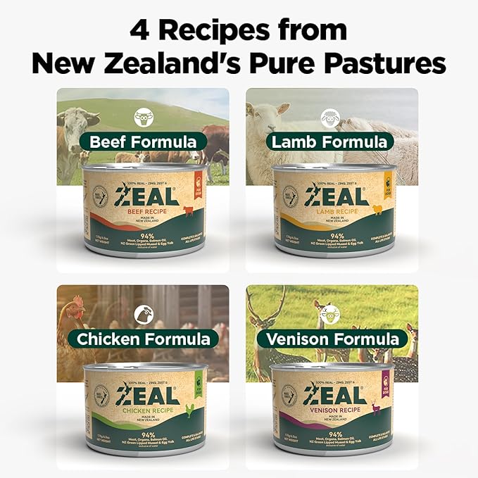 ZEAL New Zealand Wet Dog Food – High Protein, Pure Nutrition, Natural Superfoods, Grain-Free with Superfoods (Venison, 6oz Can 12-Pack)