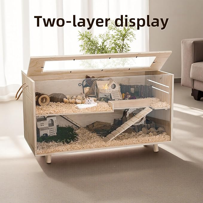 Pine Small Animals Houses&Habitats Chewproof, 40" Pine Guinea Pig Cage Hamster Cage for Small Animals (40" Large, Short-Legged Stick)