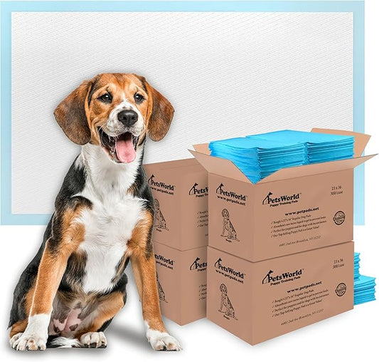 PETSWORLD Puppy Pads, 23x36 Inch, 1200 Count - Puppy Pee Pads for Dogs, Tear Resistant, Economy Value, Super-Absorbent Polymer Gel Core, Perfect for Puppies, Smaller Dogs