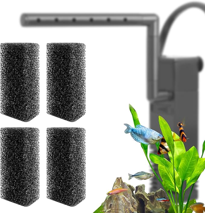 FEDOUR 4PCS Replacement Aquarium Biochemical Sponge for 4W Aquarium Filter, Aquarium Filter Sponges for Replacement (Sponge for 4W)