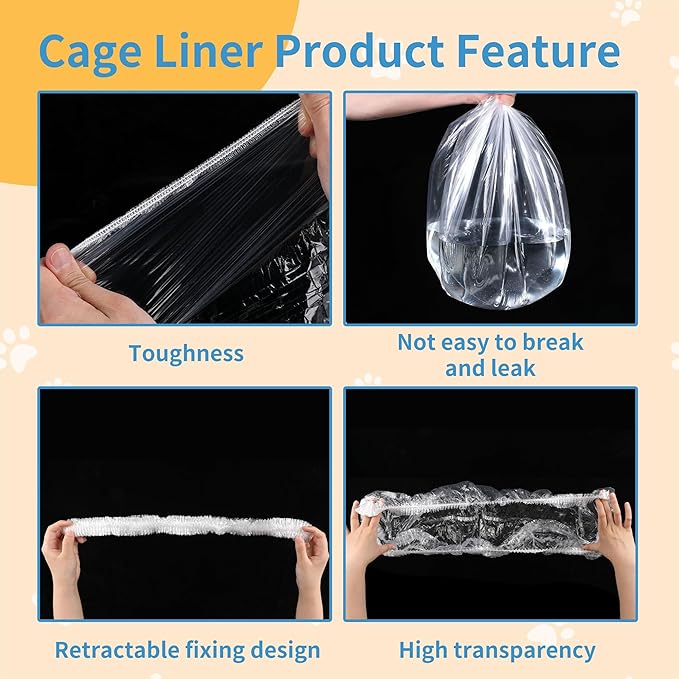 100 Pcs Disposable Cage Liners 26'' X 18'' - Clear, Plastic Toilet Film for Bunny, Hamster, Totoro, Hedgehog, Guinea Pig & Small Animal Habitats