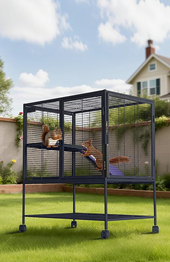 Garvee Small Animal Cage, 36 in H Deluxe Ferret Cage - 4 Tier Large Chinchilla Cage with Removable Ramp, Hammock,Removable Tray for Ferret, Chinchilla, Guinea Pig,Hamster