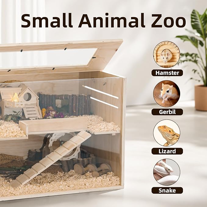 Pine Small Animals Houses&Habitats Chewproof, 40" Pine Guinea Pig Cage Hamster Cage for Small Animals (40" Large, Normal)