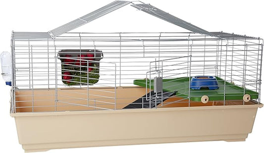 Amazon Basics Top Access Small Animal, Rabbit & Guinea Pig Cage, Ferret Cage Habitat with Accessories, Jumbo, Multicolor, 48.6" L x 26.6" W x 20.6" H