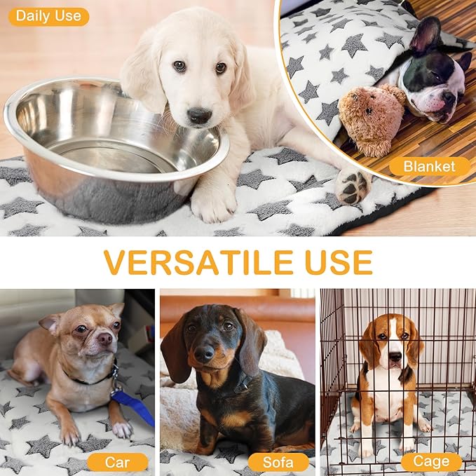 VitalCozy 4 Pcs Winter Dog Crate Pads, Ultra Soft Warm Washable Dog Cat Bed Mat for Pet Crate Comfortable Replaceable Reversible Kennel Pad for Small, Medium, Large Dogs(18 x 24 x 1.6 Inch,White)