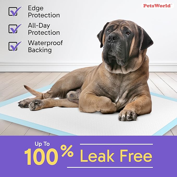 PETSWORLD 2XL Puppy Pads, 28x44 Inch, 800 Count| Ultra-Absorbent, Leak-Proof Dog Pee Pads for Potty Training