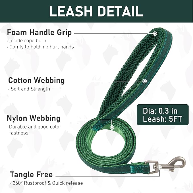 GAMUDA Small Pet Harness Collar and Leash Set, Step in No Chock No Pull Linen Fabric Soft Mesh Dog Vest Harnesses Reflective for Dogs Puppy Cats Kitten Rabbit (Green, S)