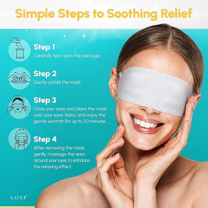 Heated Eye Steam Mask Dry Eyes Self Warm Compress Dark Circles Puffiness Set of Scent (Lavender, Chamomile, Green Tea, Mint, Mandarin Basilic, Unscented) Pack of 6 Masks for Women