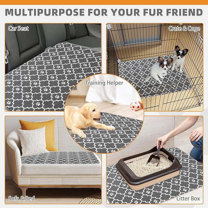 KOOLTAIL Washable Pee Pads for Dogs, 2 Packs Super Absorbent Leakproof & Non-Slip Dog Pee Pad Extra Large, Reusable Puppy Training Pads Waterproof, Pet Mat Rug for Whelping,Floor,Crate,Cats, 36"x41"
