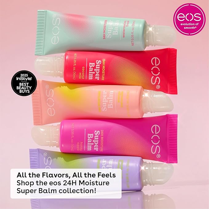 eos 24H Moisture Super Balm - Coconut Milk, Day or Night Lip Treatment, Made for Sensitive Skin, Lip Balms & Moisturizers, 0.35 fl oz
