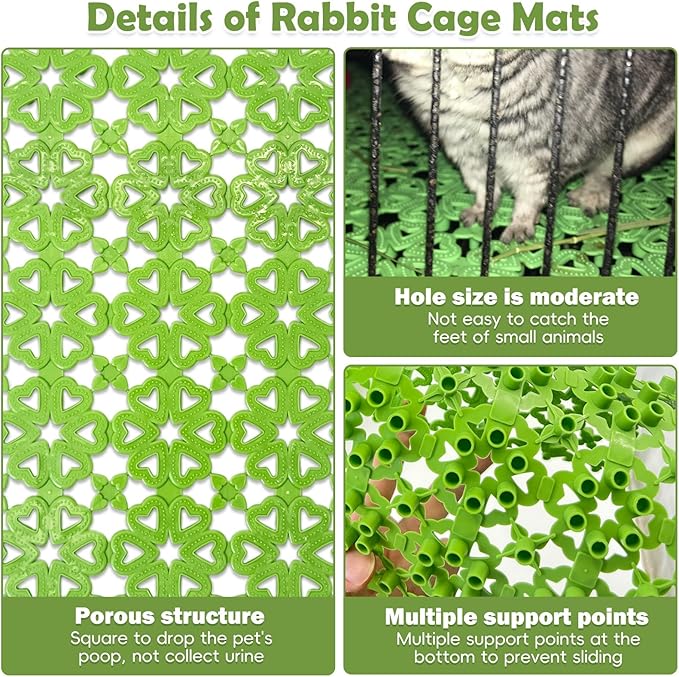 kathson 6PCS Rabbit Cage Mat Floor Bunny Foot Resting Pads Plastic Cage Mat for Pet Cats Dogs Hamster Rat Chinchilla Guinea Pig and Other Small Animals