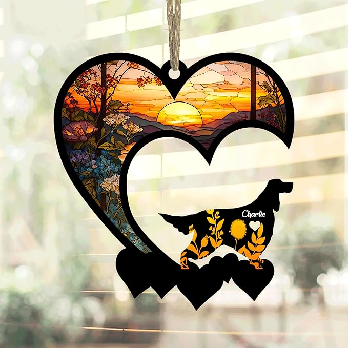 Lovely POD Gordon Setter Suncatcher Ornaments, Personalized Gordon Setter Memorial with Name, Dogs Loss Ornaments, Dog Remembrance Gift, Dog Memory Ornament, Loss of Dogs Sympathy Gifts
