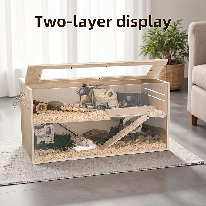 Pine Small Animals Houses&Habitats Chewproof, 40" Pine Guinea Pig Cage Hamster Cage for Small Animals (40" Large, Normal)
