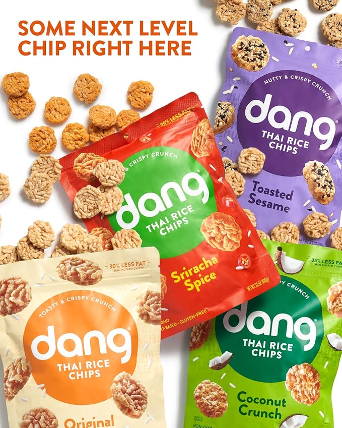 Dang Thai Rice Chips | Gluten Free, Soy Free & Preservative Free Rice Crisps, Healthy Snacks Made with Whole Foods (Variety Pack, 3.5 Ounce (Pack of 6))