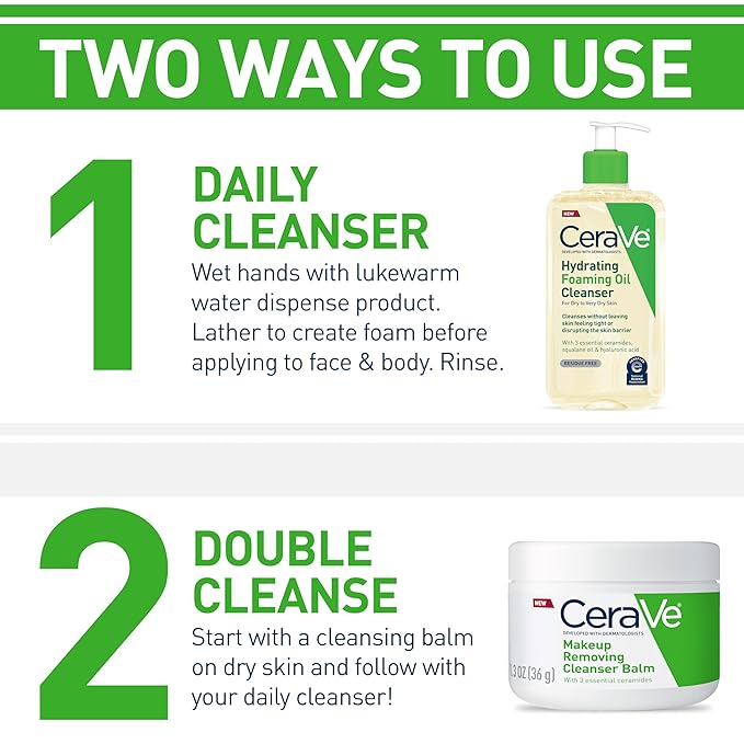 CeraVe Hydrating Foaming Oil Cleanser,Moisturizing Oil Cleanser for Face & Body,Squalane-Oil + Hyaluronic Acid + Ceramides,For Dry to Very Dry Skin,Fragrance Free & Residue Free,19 FL Oz,(Pack of 2)