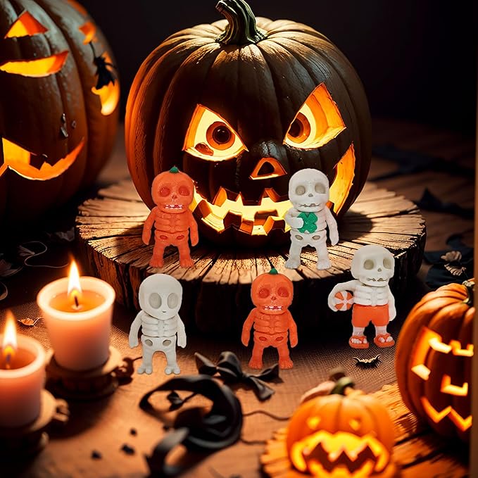 27 PCS Halloween 3D Printed Skeleton Man Animal Fidget Toy, Spooky Party Favors, Classroom Prizes, Sensory Toys for Kids, Halloween Decorations