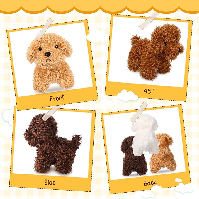Sosation 20 Pcs 4.72 Inch Mini Puppy Stuffed Animal Adopt a Puppy Favors Small Push Dogs Bulk Valentines Party Gifts for Kids Birthday Easter Fillers Carnival Prize (Cute,Multicolor)