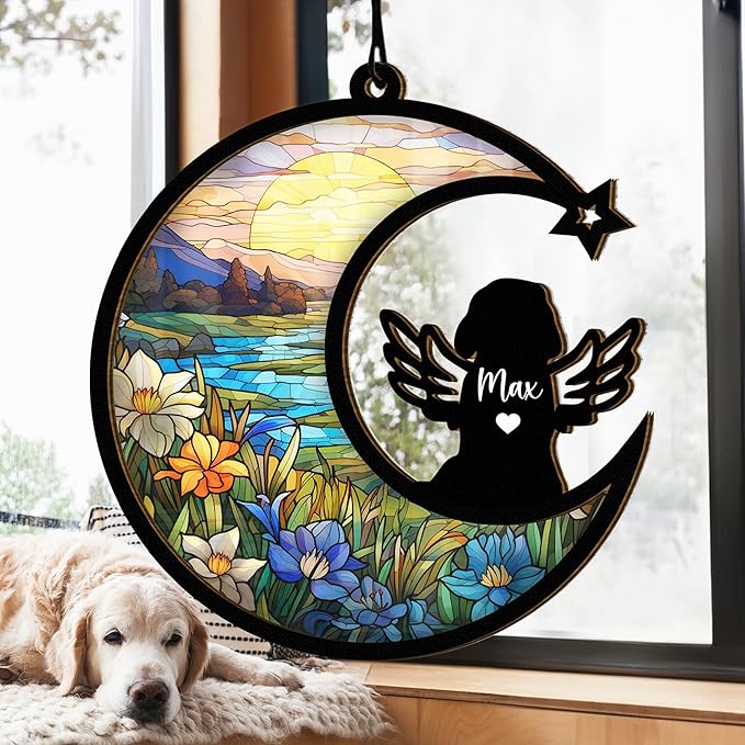 Chillever Goldendoodle Memorial Suncatcher – Personalized Dog Loss Keepsake, Pet Remembrance Gift